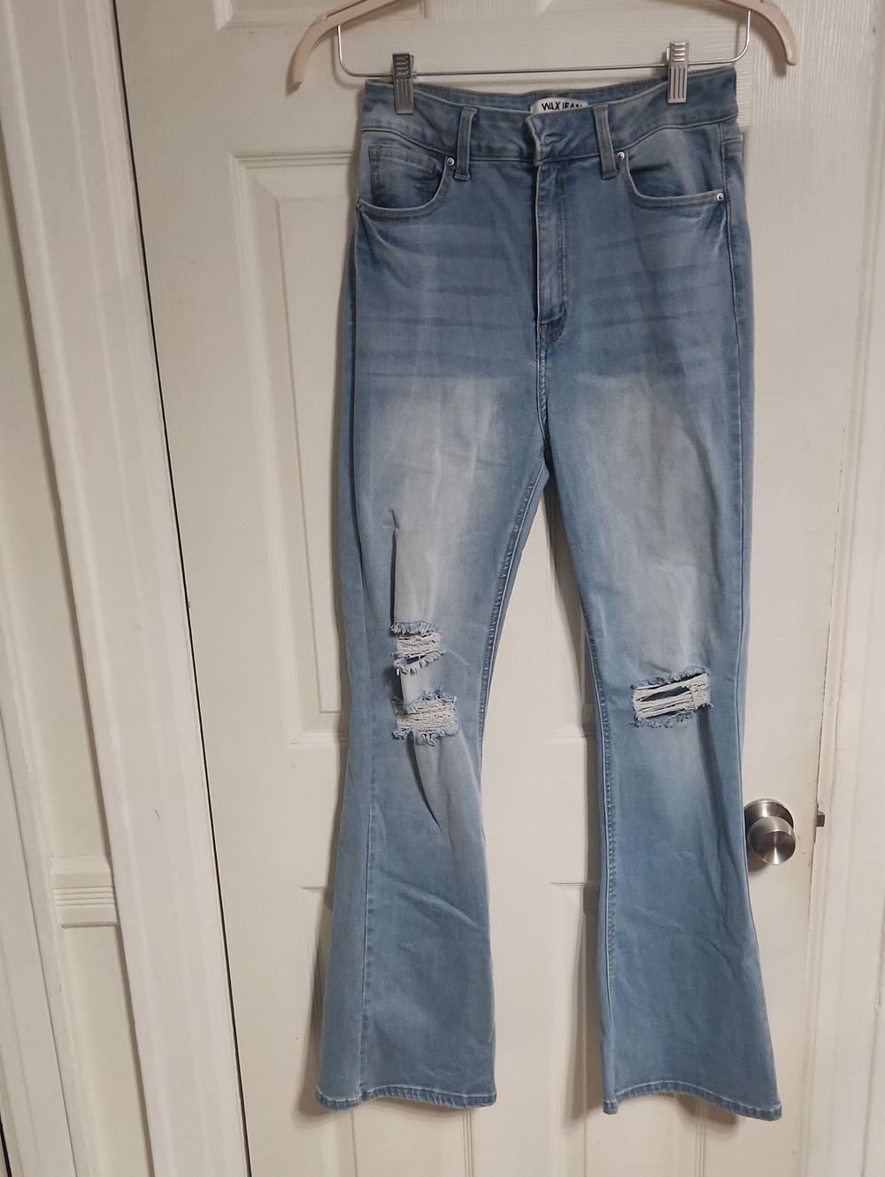 Wax Jean Light Blue Distressed Flare Jeans